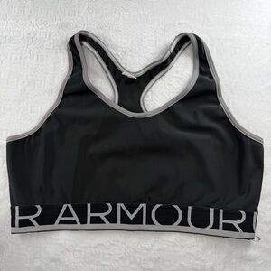 Under Armour Mid-Impact Keyhole Sports Bra Black Gray Size Small